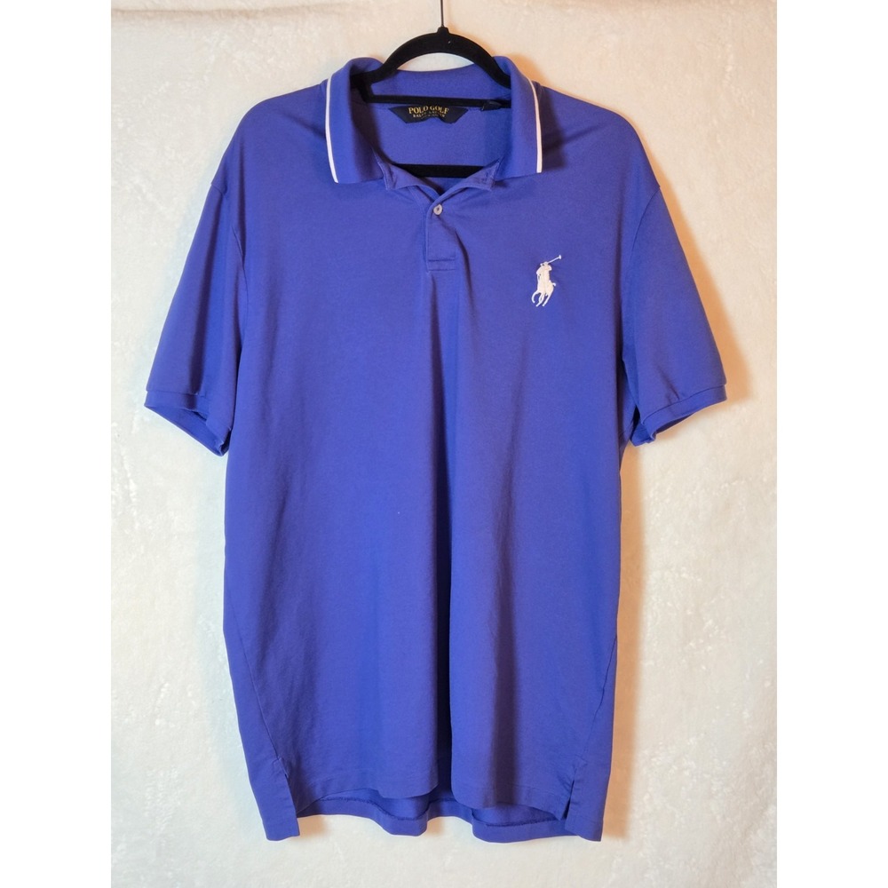 Vintage‎ Ralph Lauren Shirt Men 2XL Purple Polo Big Pony Golf Preppy Pima Cotton